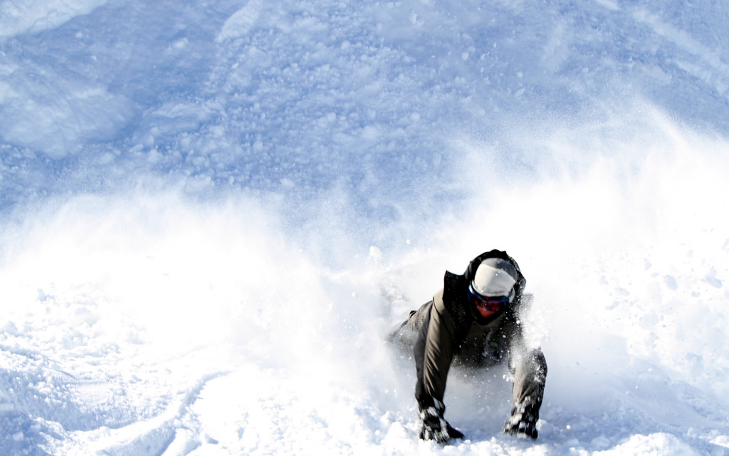 Snowboarding crash