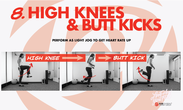 high knees and butt kicks